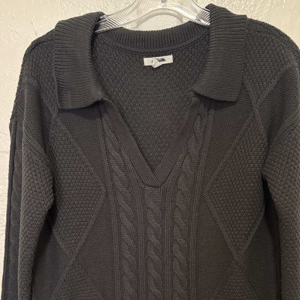 ❄️🧶NWOT Maurices Oversized Dark Gray Cable Knit Long Sleeve Midi Dress S/M